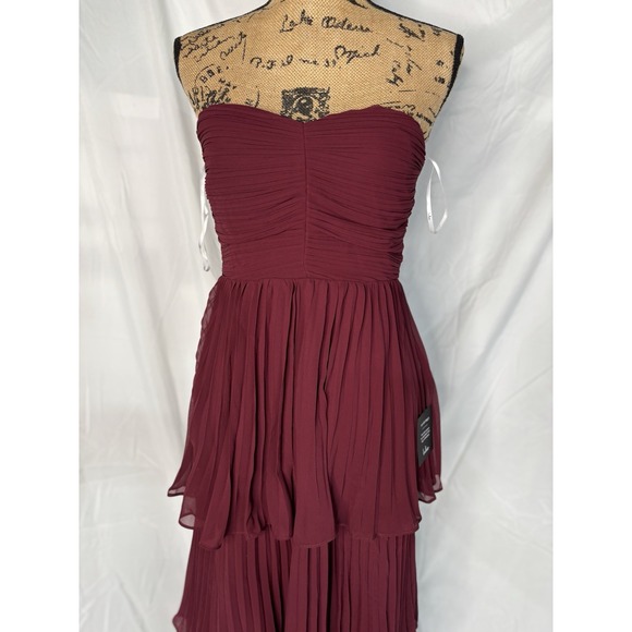 Lulus Burgundy Strapless Tiered Maxi Dress Size M New With Tags - Picture 6 of 9